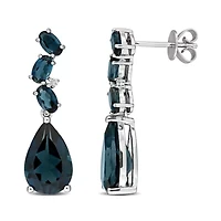 London Blue Topaz Diamond Accent Earrings in 10k White Gold