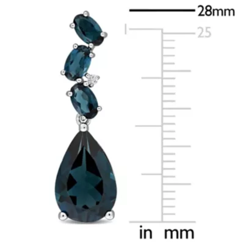 London Blue Topaz Diamond Accent Earrings in 10k White Gold