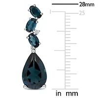 London Blue Topaz Diamond Accent Earrings in 10k White Gold