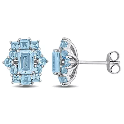 Sky & Swiss Blue Topaz Earrings in 14k White Gold