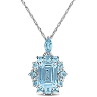 Sky & Swiss Blue Topaz Pendant with Chain in 14k White Gold- 17 in