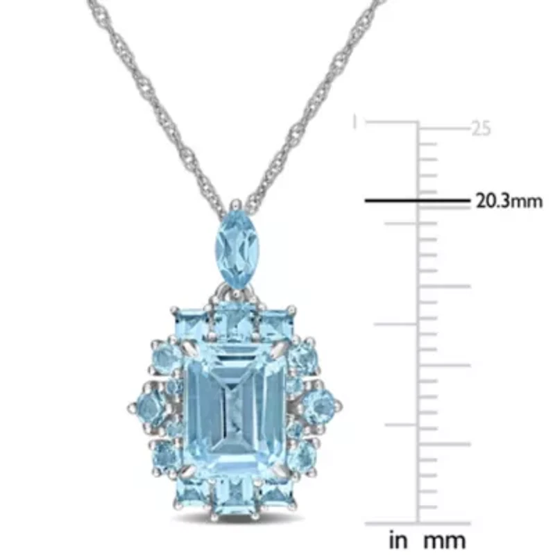 Sky & Swiss Blue Topaz Pendant with Chain in 14k White Gold- 17 in