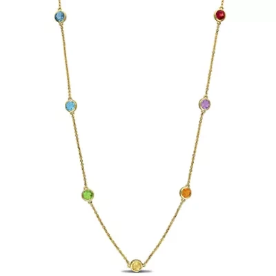 Multi-Gemstone Necklace in 14k Yellow Gold- 18 in