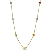 Multi-Gemstone Necklace in 14k Yellow Gold- 18 in