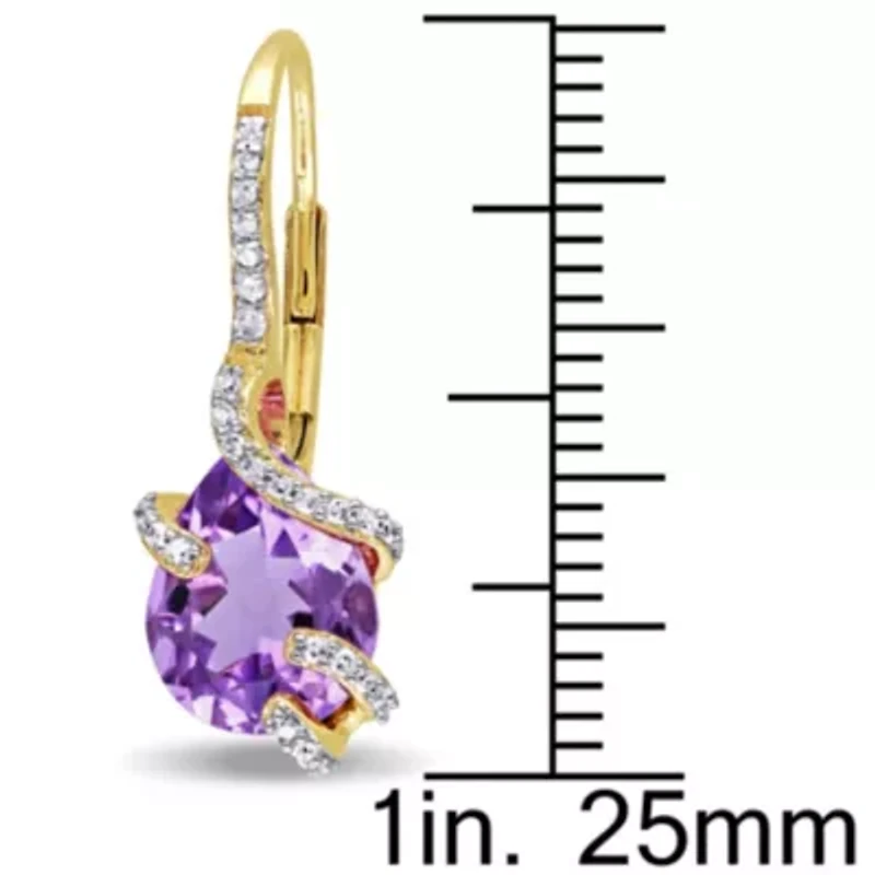 Diamond & 4 ct. t.g.w. Amethyst Earrings in 10k Yellow Gold