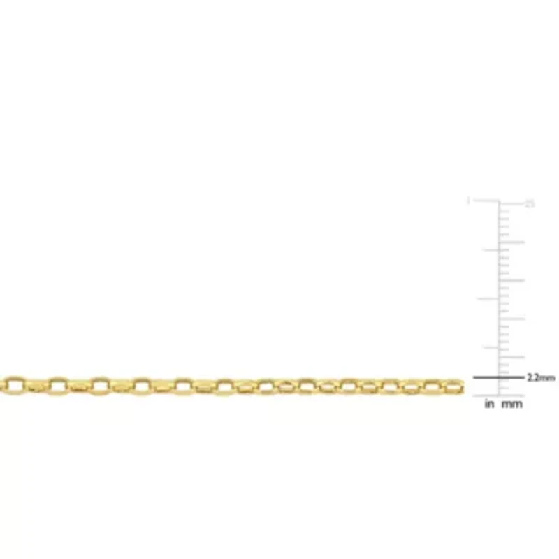 2.2mm Diamond Cut Oval Rolo Link Chain Necklace in 10K Yellow Gold, 24"