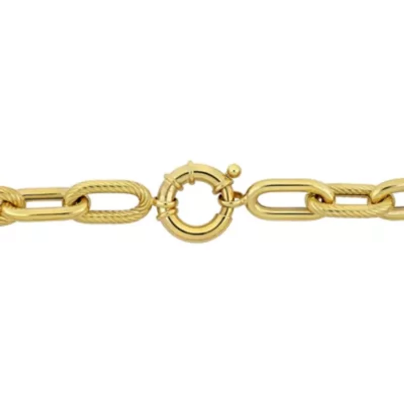 10.3mm Alternating and Twisted Oval Link Chain Bracelet in 14K Yellow Gold, 7"