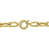 10.3mm Alternating and Twisted Oval Link Chain Bracelet in 14K Yellow Gold, 7"