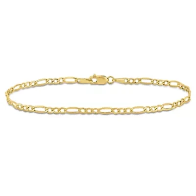 2.5mm Figaro Chain Anklet in 10K Yellow Gold, 9"