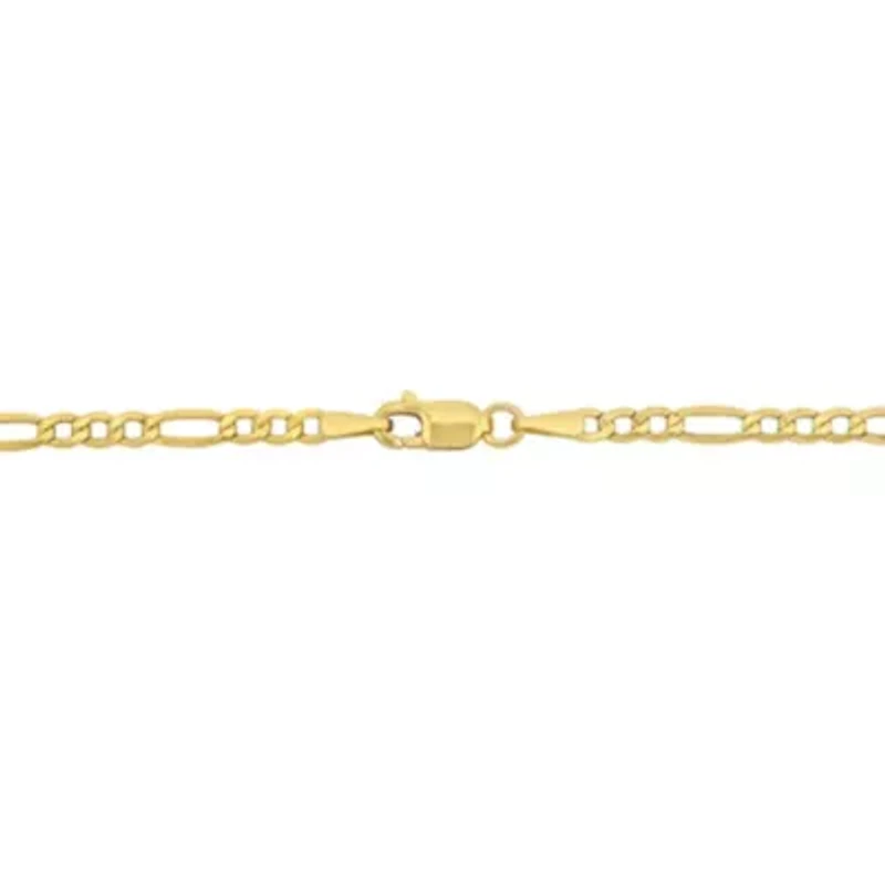 2.5mm Figaro Chain Anklet in 10K Yellow Gold, 9"