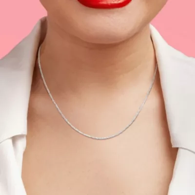 1.2mm Sparkling Singapore Chain Necklace in 14K White Gold, 18"