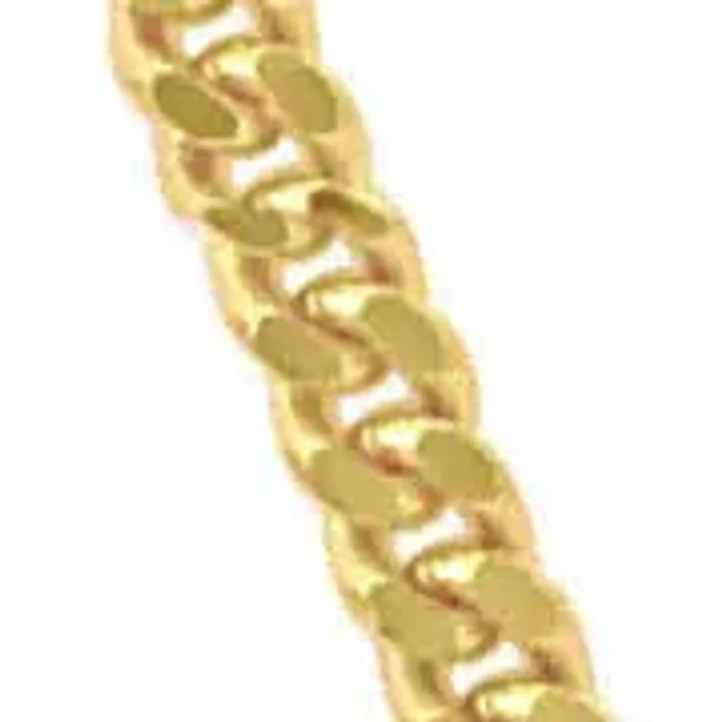 1mm Diamond Cut Flat Curb Chain Necklace in 14K Yellow Gold, 16"