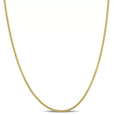 1mm Diamond Cut Flat Curb Chain Necklace in 14K Yellow Gold, 16"