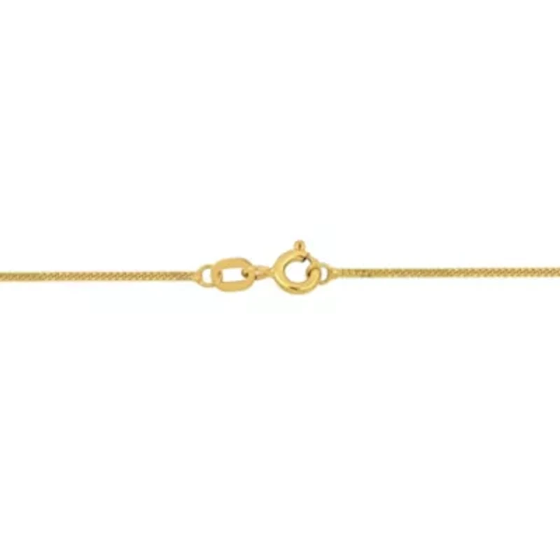 1mm Diamond Cut Flat Curb Chain Necklace in 14K Yellow Gold, 16"