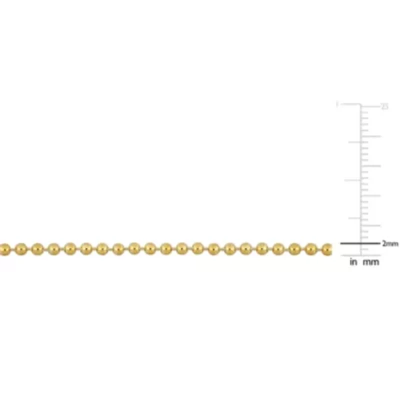 2mm Ball Bead Chain Bracelet in 14K Yellow Gold, 9"