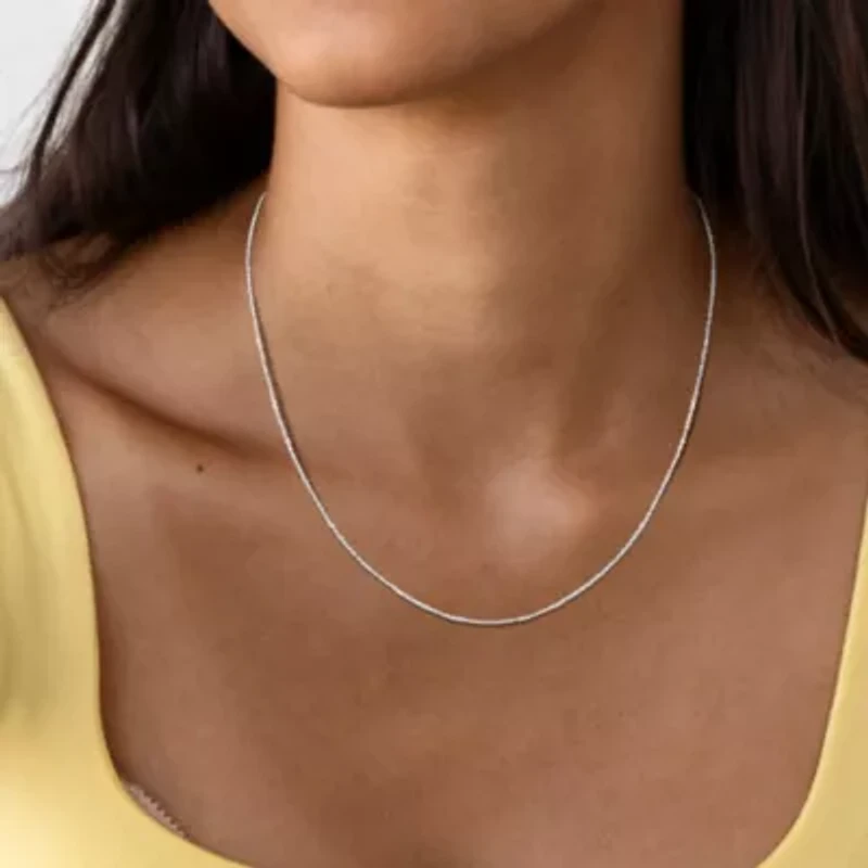 0.85mm Wheat Link Chain Necklace in 10K White Gold, 20"