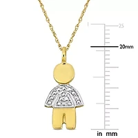Golden Boy Pendant with Chain in 14K Yellow Gold, 17"