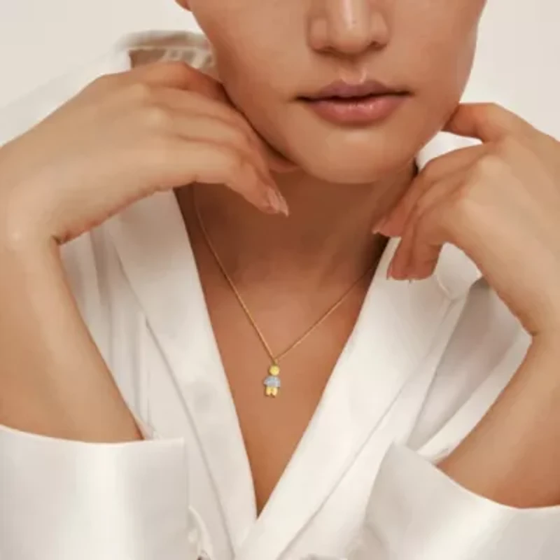 Golden Boy Pendant with Chain in 14K Yellow Gold, 17"