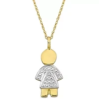 Golden Girl Pendant with Chain in 14K Yellow Gold, 17"