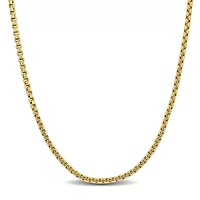Hollow Round Box Link Chain Necklace in 14K Yellow Gold, 24"
