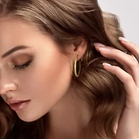 Two Pairs Hoop Earrings Set in 10K Two-tone Gold