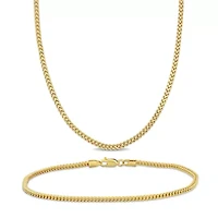 2.3mm Franco Link Chain Necklace and Anklet Set in 10K Yellow Gold, 18" & 9"