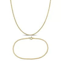 1.55mm Serpentine Chain Necklace and Anklet Set in 10K Yellow Gold, 18" + 9"
