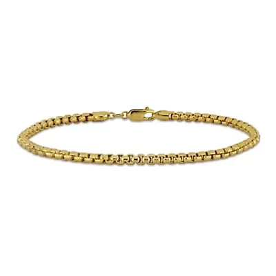 4.2mm Hollow Round Box Link Chain Bracelet in 10K Yellow Gold, 9"