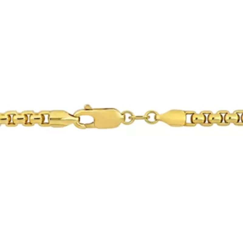4.2mm Hollow Round Box Link Chain Bracelet in 10K Yellow Gold, 9"