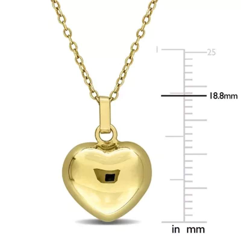 Puffed Heart Pendant with Chain in 14K Yellow Gold, 17"