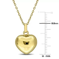 Puffed Heart Pendant with Chain in 14K Yellow Gold, 17"