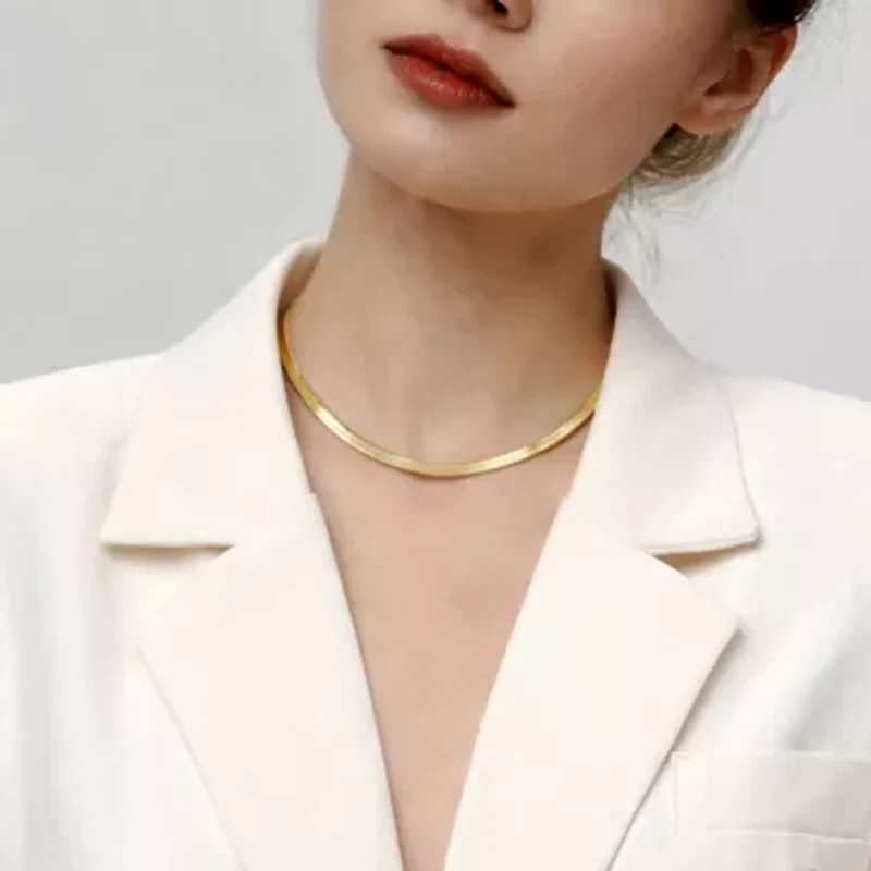 3.75mm Flex Herringbone Chain Necklace in 10K Yellow Gold, 16"