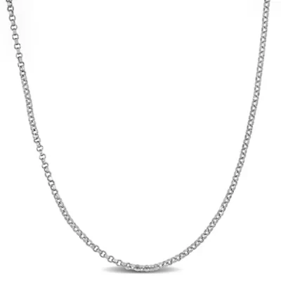 1mm Rolo Chain Necklace in 10K White Gold, 17"