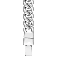 Diamond Crossover Curb Link Bracelet in Sterling Silver - 9 in