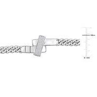 Diamond Crossover Curb Link Bracelet in Sterling Silver - 9 in