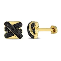 Black Diamond Crossover Cufflinks in Yellow Plated Sterling Silver