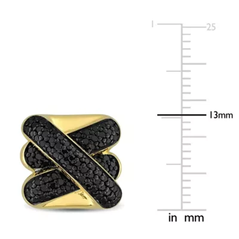 Black Diamond Crossover Cufflinks in Yellow Plated Sterling Silver