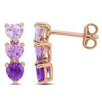 Amethyst and Rose de France Earrings in Rose Plated Sterling Silver