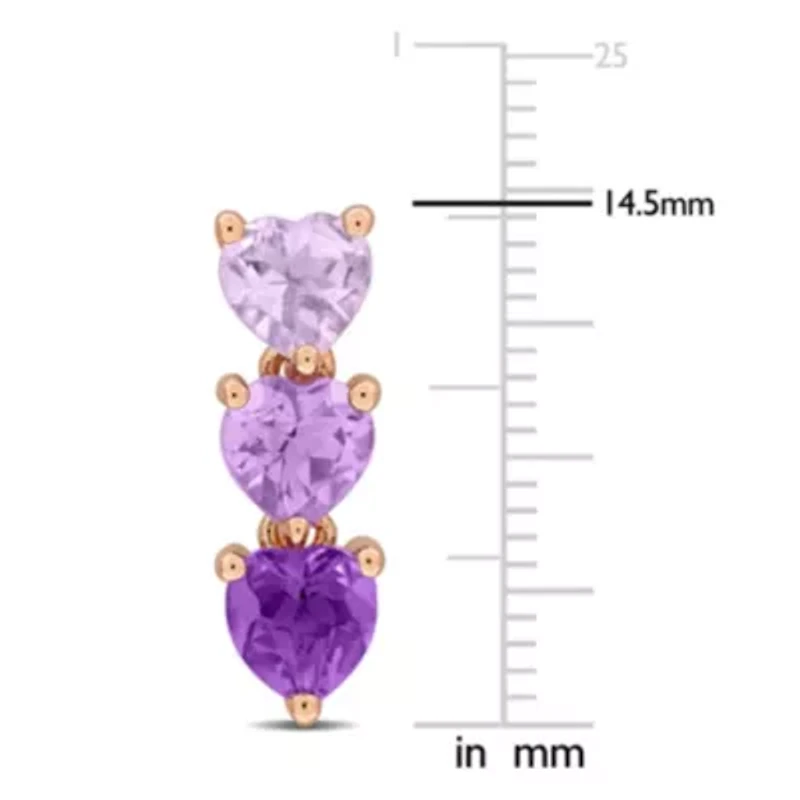Amethyst and Rose de France Earrings in Rose Plated Sterling Silver