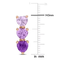 Amethyst and Rose de France Earrings in Rose Plated Sterling Silver