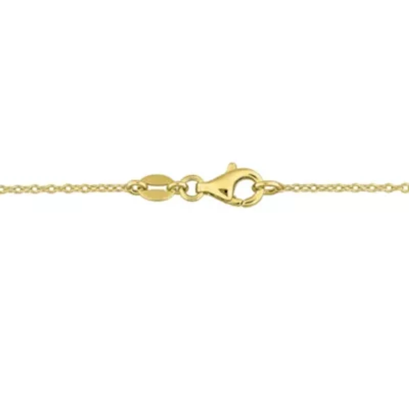 Multi-Gem Bead Station Necklace in Yellow Plated Sterling Silver - 17 in