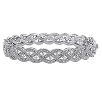 Diamond Braided Bangle in Sterling Silver - 7 in