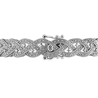 Diamond Braided Bangle in Sterling Silver - 7 in