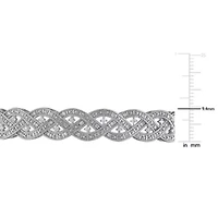 Diamond Braided Bangle in Sterling Silver - 7 in