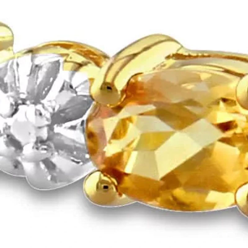 White Topaz, Citrine & Diamond Accent Bracelet in Yellow Plated Sterling Silver - 7.25 in