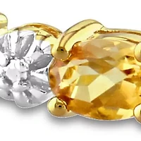 White Topaz, Citrine & Diamond Accent Bracelet in Yellow Plated Sterling Silver - 7.25 in