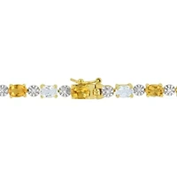 White Topaz, Citrine & Diamond Accent Bracelet in Yellow Plated Sterling Silver - 7.25 in
