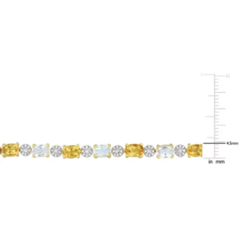 White Topaz, Citrine & Diamond Accent Bracelet in Yellow Plated Sterling Silver - 7.25 in