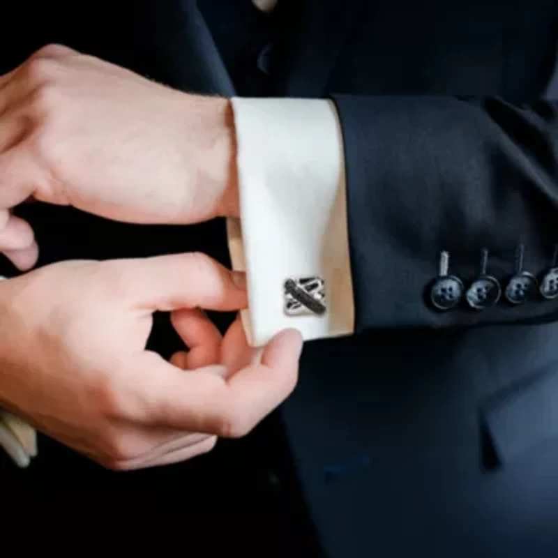 Black Diamond Cufflink in Sterling Silver Black Rhodium Plated