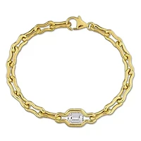 Lab Grown Diamond Bracelet in Yellow Plated Sterling Silver - 7.25 in
